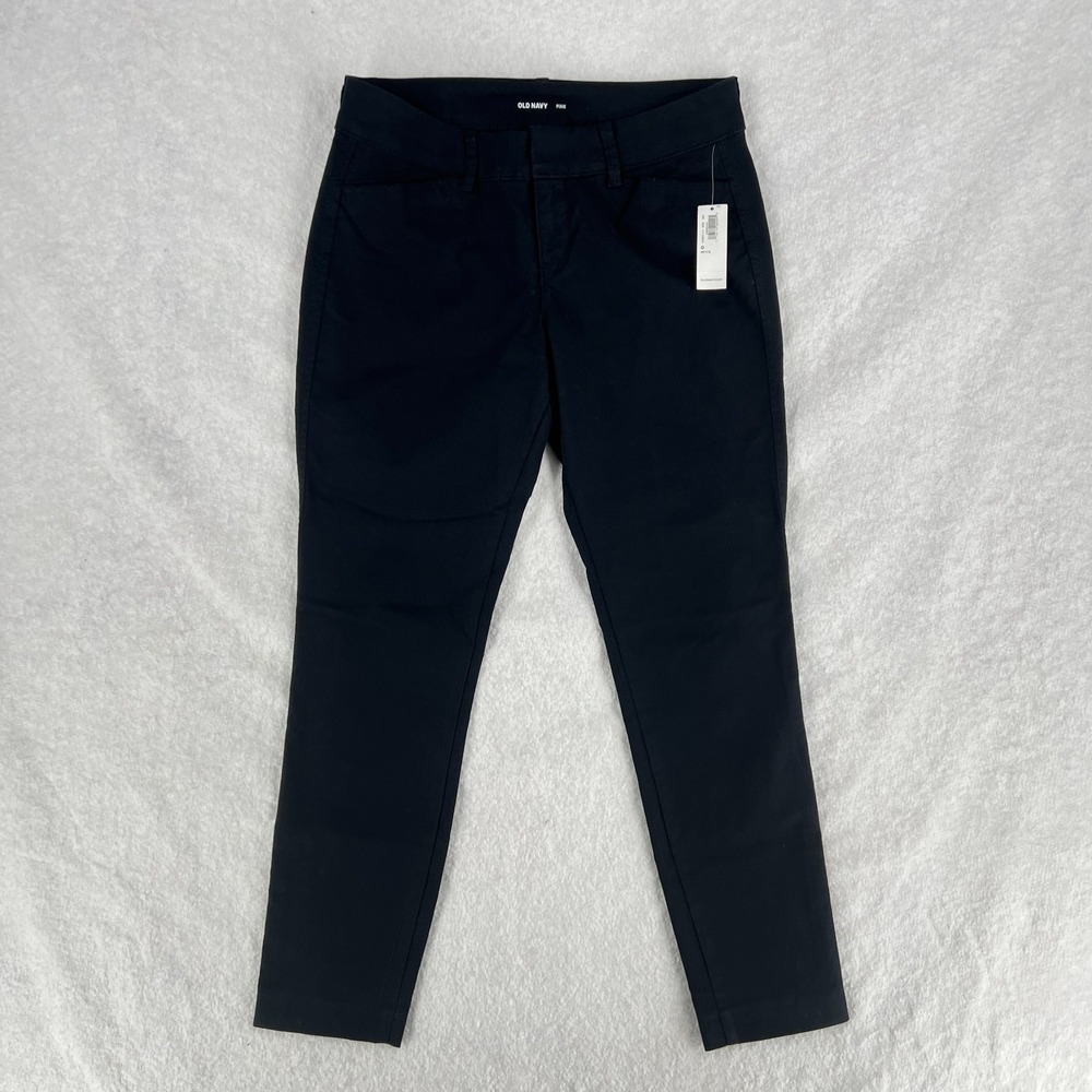 Old Navy Mid Rise Pixie Ankle Chino Pants Womens 0 Petite Black Jack‎ Stretch
